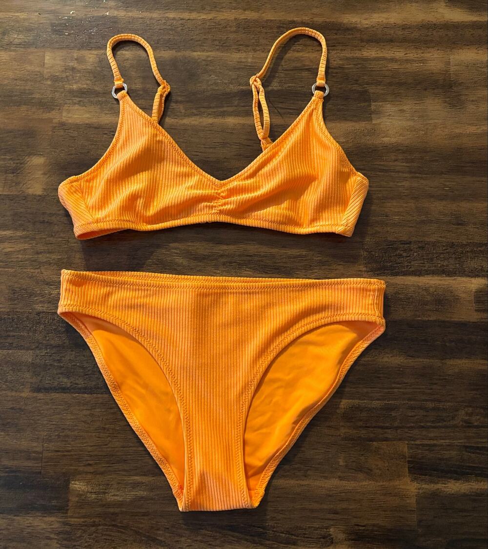 Aerie Size Small Bikini Set Shine Rib Swimsuit Beach Babe Voop Full Coverage